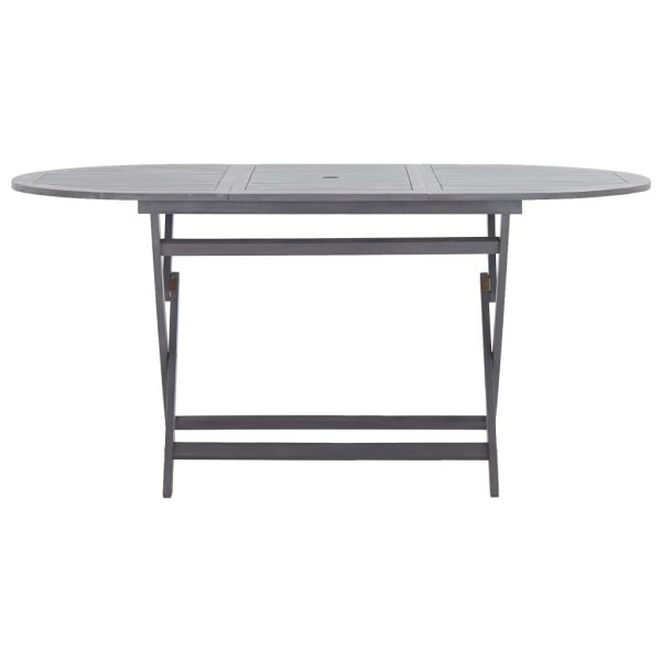 7 pcs conjunto de jantar jardim madeira acácia maciça cinzento - Image 3