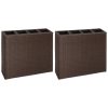 Floreira de jardim com 4 vasos 2 pcs vime PE castanho