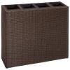 Floreira de jardim com 4 vasos 2 pcs vime PE castanho - Image 2