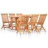 7 pcs conjunto jantar dobrável p/ exterior madeira teca maciça