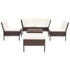 Conjunto lounge jardim c/ almofadões 6 pcs vime PE castanho - Image 2