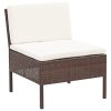 Conjunto sofás de jardim c/ almofadões 5 pcs vime PE castanho - Image 3