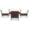 Conjunto lounge jardim c/ almofadões 6 pcs vime PE castanho - Image 2