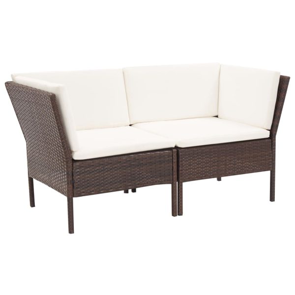 Conjunto lounge jardim c/ almofadões 6 pcs vime PE castanho - Image 3