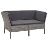 6 pcs conjunto lounge de jardim c/ almofadões vime PE cinzento - Image 3