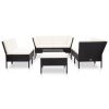 8 pcs conjunto lounge de jardim c/ almofadões vime PE preto - Image 2