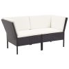 8 pcs conjunto lounge de jardim c/ almofadões vime PE preto - Image 3