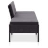 3 pcs conjunto lounge de jardim c/ almofadões vime PE preto - Image 3