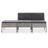 Conjunto lounge de jardim c/ almofadões 3 pcs vime PE cinzento - Image 2