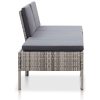Conjunto lounge de jardim c/ almofadões 3 pcs vime PE cinzento - Image 3