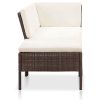 3 pcs conjunto lounge jardim c/ almofadões vime PE castanho - Image 3