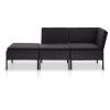 3 pcs conjunto lounge de jardim c/ almofadões vime PE preto - Image 2
