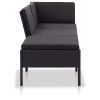 3 pcs conjunto lounge de jardim c/ almofadões vime PE preto - Image 3