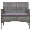 4 pcs conjunto lounge de jardim c/ almofadões vime PE cinzento - Image 3