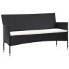 5 pcs conjunto lounge de jardim c/ almofadões vime PE preto - Image 3
