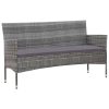 5 pcs conjunto lounge de jardim c/ almofadões vime PE cinzento - Image 3
