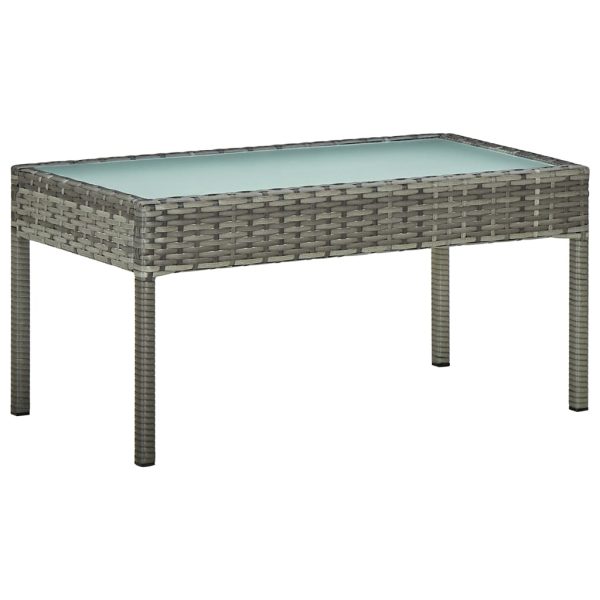 4 pcs conjunto lounge de jardim c/ almofadões vime PE cinzento - Image 2