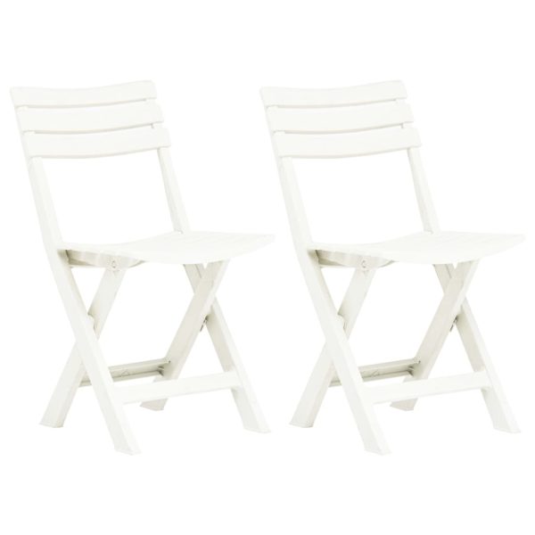 Cadeiras de jardim dobráveis 2 pcs plástico branco