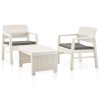 Conjunto lounge para jardim 3 pcs plástico branco