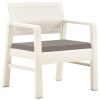 Conjunto lounge para jardim 3 pcs plástico branco - Image 2