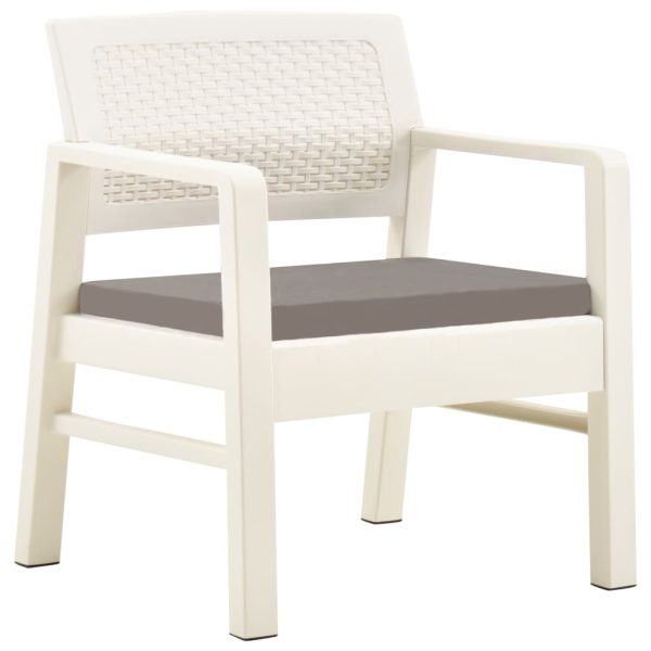 Conjunto lounge para jardim 3 pcs plástico branco - Image 2