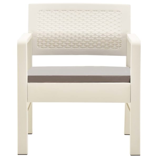 Conjunto lounge para jardim 3 pcs plástico branco - Image 3