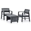 Conjunto lounge para jardim 3 pcs plástico antracite