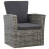 4 pcs conjunto lounge de jardim c/ almofadões vime PE cinzento - Image 2