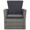 4 pcs conjunto lounge de jardim c/ almofadões vime PE cinzento - Image 3