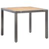5 pcs conjunto jantar exterior com almofadões vime PE cinzento - Image 2
