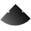 Prateleiras canto 2 pcs suportes cromados 25x25cm vidro preto