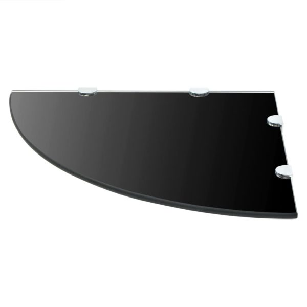 Prateleiras canto 2 pcs suportes cromados 45x45cm vidro preto - Image 3