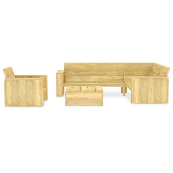3 pcs conjunto móveis jardim madeira de pinho impregnada - Image 2