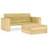 2 pcs conjunto lounge de jardim madeira de pinho impregnada
