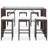 7 pcs conjunto bar para jardim c/ almofadões vime PE castanho - Image 2