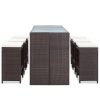 7 pcs conjunto bar para jardim c/ almofadões vime PE castanho - Image 3
