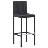 5 pcs conjunto de bar jardim vime PE e madeira acácia preto - Image 3