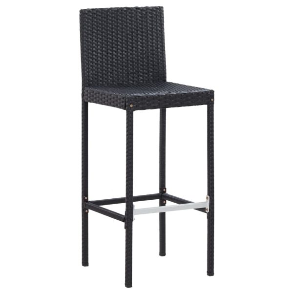 5 pcs conjunto de bar jardim vime PE e madeira acácia preto - Image 3