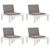 Cadeiras de jardim com almofadões 4 pcs plástico branco