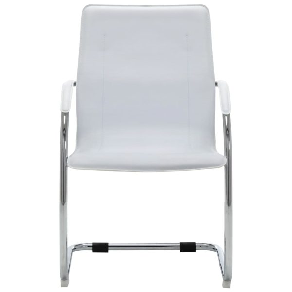 Cadeira de escritório cantilever em couro artificial branco - Image 2