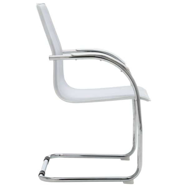 Cadeira de escritório cantilever em couro artificial branco - Image 3