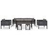 8 pcs conjunto lounge de jardim c/ almofadões vime PE antracite - Image 2