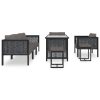 8 pcs conjunto lounge de jardim c/ almofadões vime PE antracite - Image 3