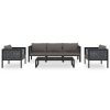 6 pcs conjunto lounge de jardim c/ almofadões vime PE antracite - Image 2