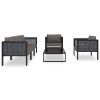 6 pcs conjunto lounge de jardim c/ almofadões vime PE antracite - Image 3