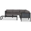 6 pcs conjunto lounge de jardim c/ almofadões vime PE antracite - Image 2