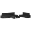 6 pcs conjunto lounge para jardim vime PE preto