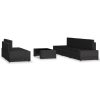 6 pcs conjunto lounge para jardim vime PE preto - Image 2