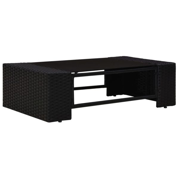 8 pcs conjunto lounge para jardim vime PE preto - Image 2