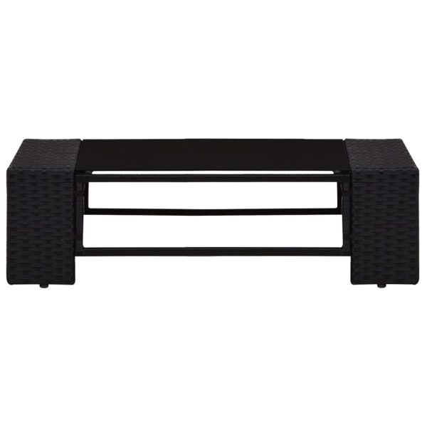 8 pcs conjunto lounge para jardim vime PE preto - Image 3